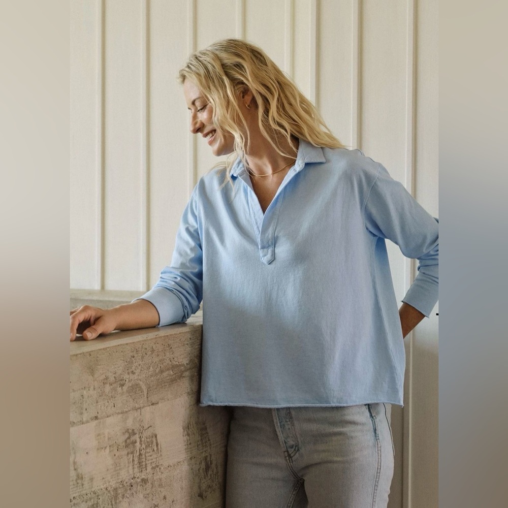FRANK & EILEEN PATRICK POPOVER BLUE HEATHER / ICE TOP SIZE M